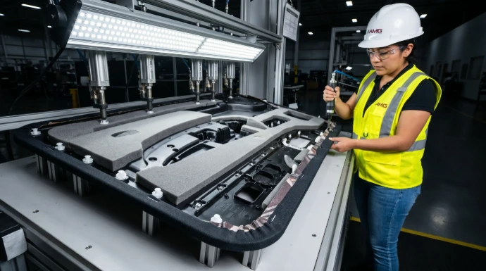 Equipos de integración para componentes de interiores automotrices y acabados soft trim.